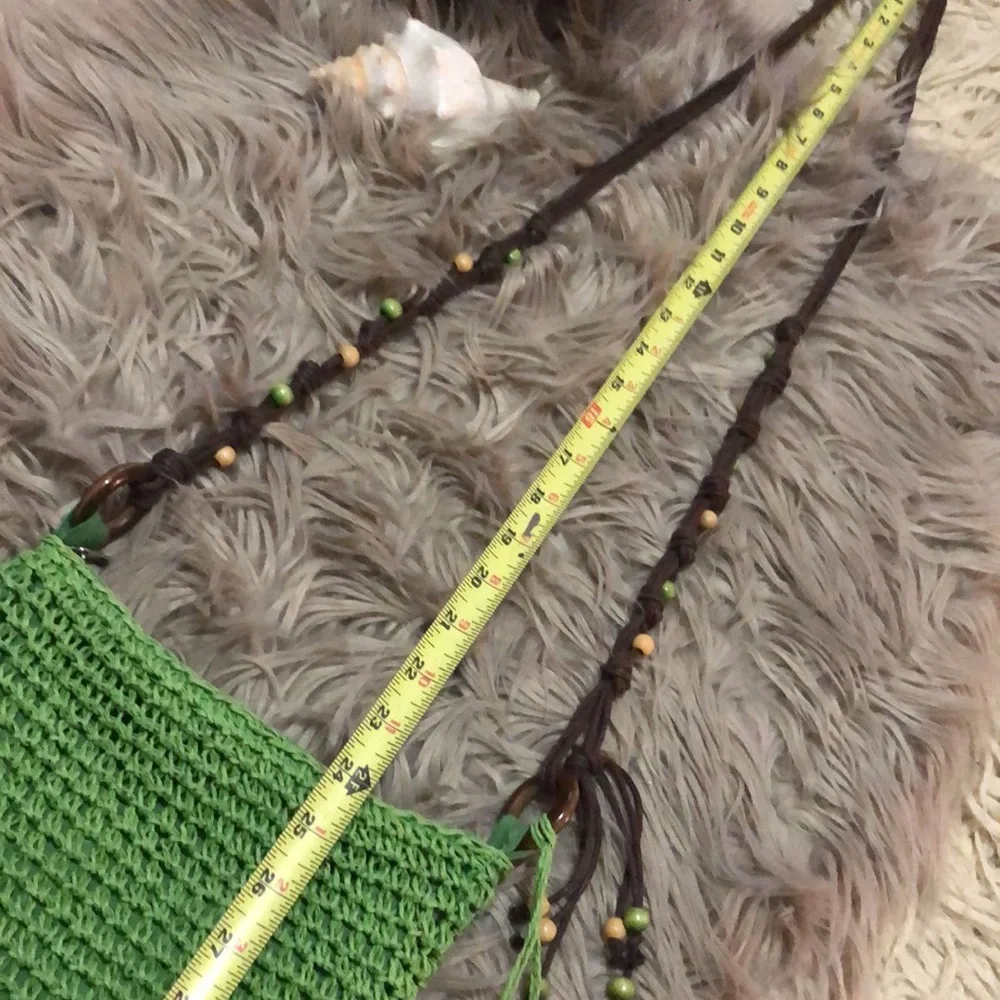FREE WITH $25 PURCHASE Sun N Sand Woven Bag-Crossbody-Beaded Accents-Green/Brown